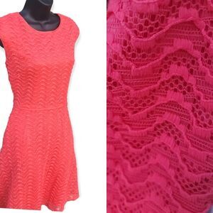 Liz Claiborne A-line Textured Short Sleeve Coral Dress Size 8